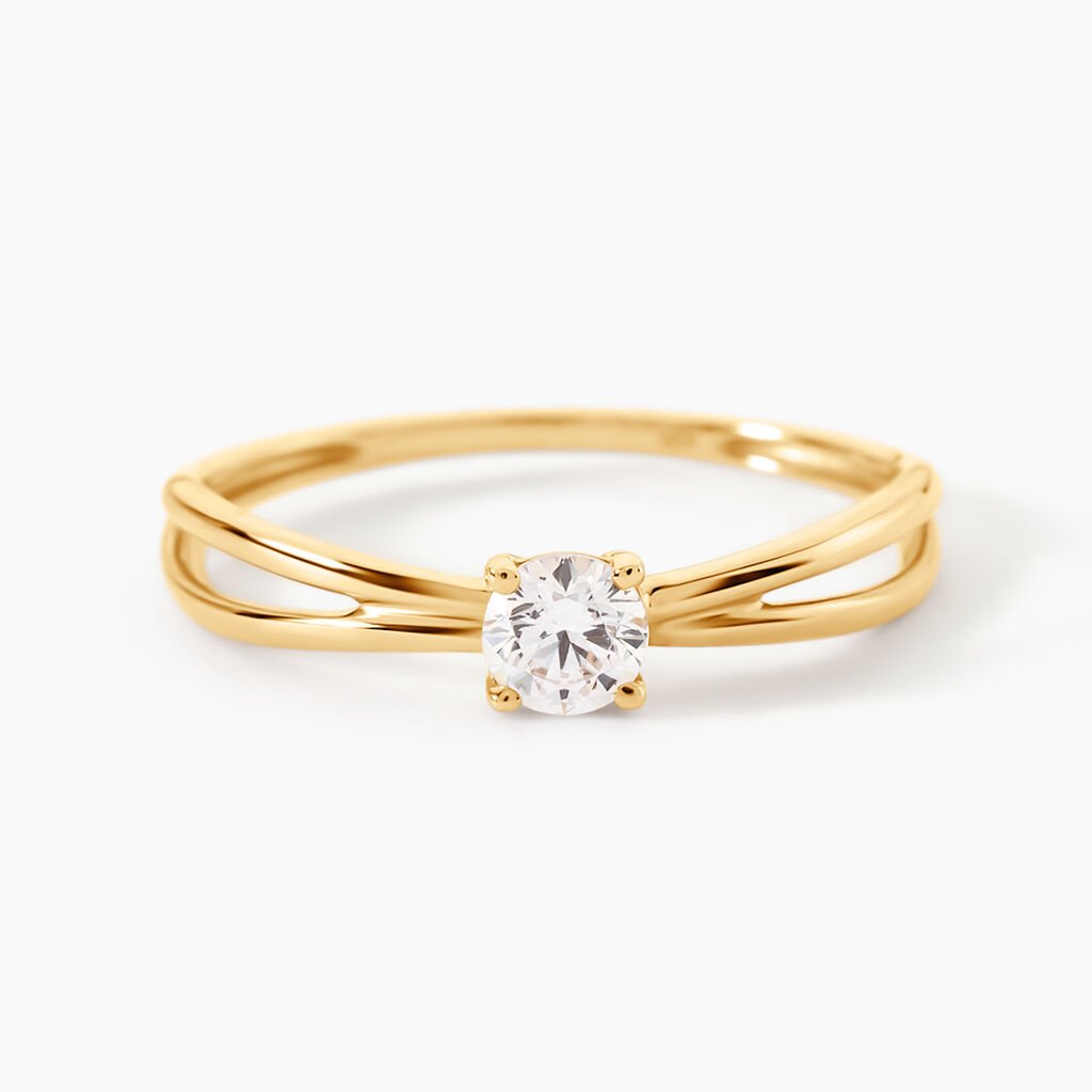 Bague Hisein Or Jaune Oxyde De Zirconium - Bagues solitaires Femme | Histoire d&rsquo;Or