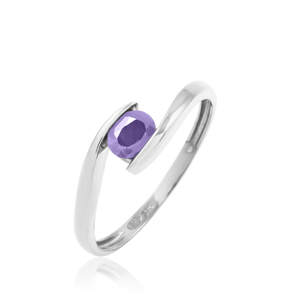 Bague Camilia Or Blanc Amethyste - Bagues solitaires Femme | Histoire d’Or