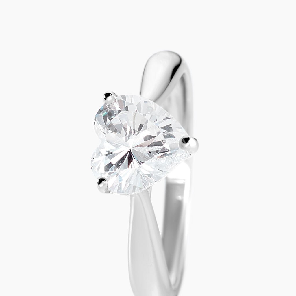 Bague Solitaire Geranium Argent Blanc Oxyde De Zirconium - Bagues solitaires Femme | Histoire d&rsquo;Or
