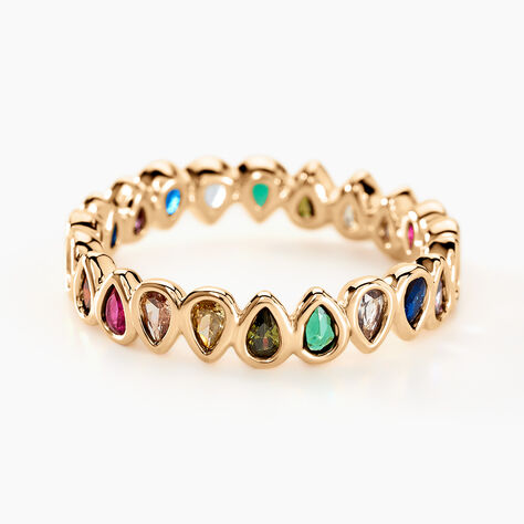 Bague Plaqu&eacute; Or Jaune Ethem Anneau Pierres Multicolores - Bagues avec pierre Femme | Histoire d&rsquo;Or