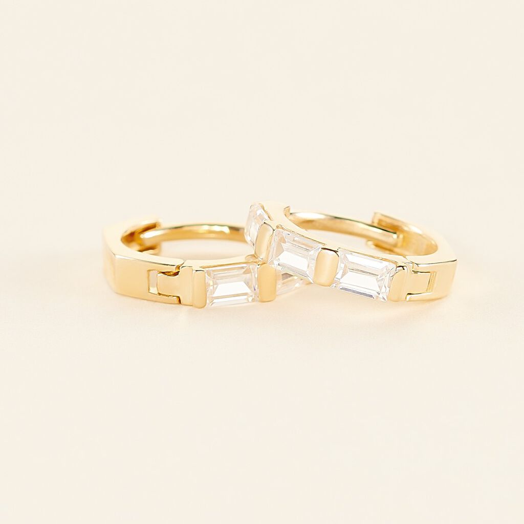 Créoles Gatsby Or Jaune Oxydes De Zirconium - Boucles d'oreilles créoles Femme | Histoire d’Or