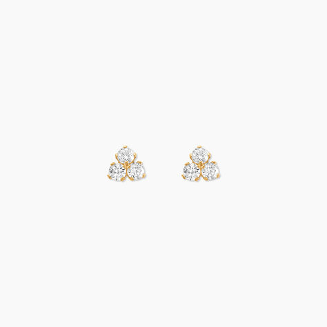 Boucles D'oreilles Puces Or Jaune Oxydes De Zirconium - Clous d'oreilles Femme | Histoire d’Or