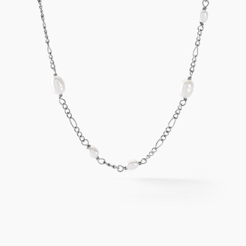 Collier Onassis Argent Blanc Perle De Culture - Colliers fantaisie Femme | Histoire d’Or