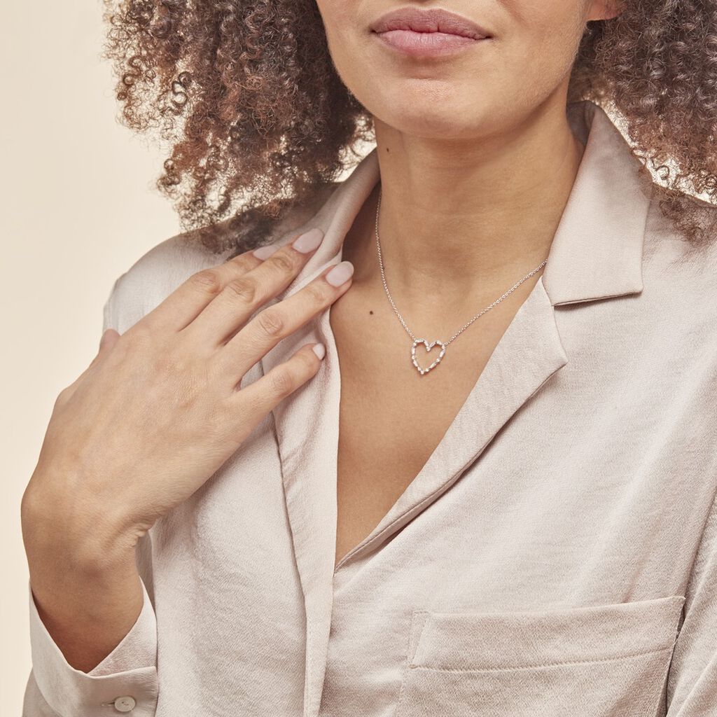 Collier Argent Gaucher Oxydes De Zirconium - Colliers fantaisie Femme | Histoire d’Or