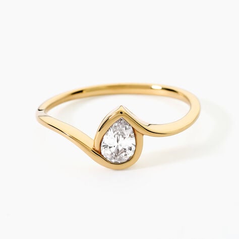 Bague Sunset Riviera Argent Dor&eacute; A L'Or 750/1000 Oxyde De Zirconium - Bagues avec pierre Femme | Histoire d&rsquo;Or