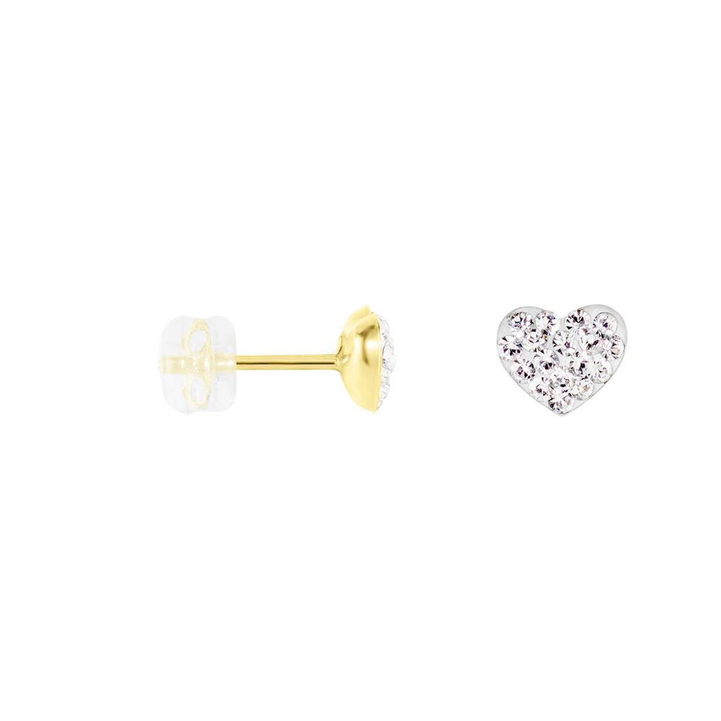Boucles D'oreilles Puces Or Jaune Ianuaria Cristal - Clous d'oreilles Femme | Histoire d’Or
