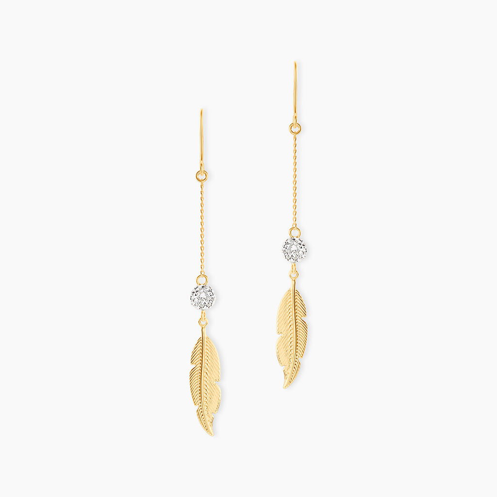 Boucles D'oreilles Pendantes Powoo Or Jaune Strass - Boucles d'oreilles pendantes Femme | Histoire d&rsquo;Or