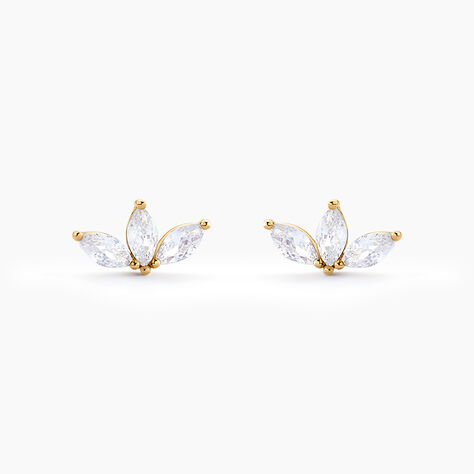 Boucles D'oreilles Puces Marquise Or Jaune Oxyde De Zirconium - Clous d'oreilles Femme | Histoire d’Or