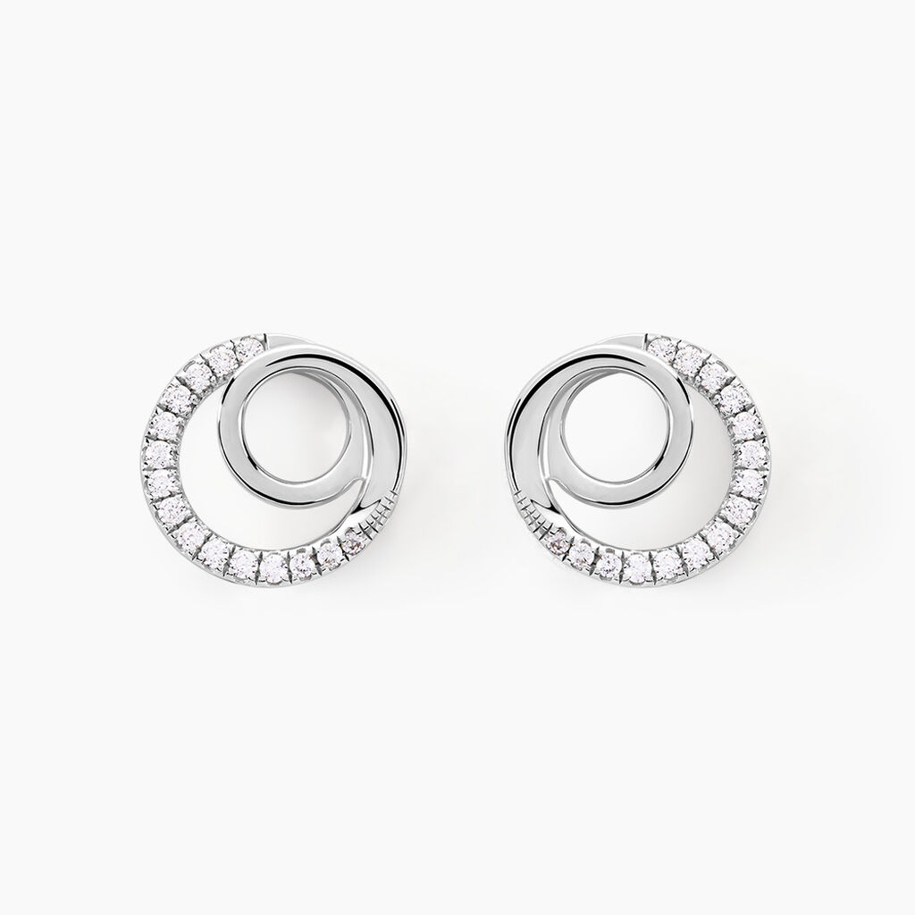 Boucles D'oreilles Puces Eliseum Argent Blanc Oxyde De Zirconium - Boucles d'oreilles fantaisie Femme | Histoire d’Or