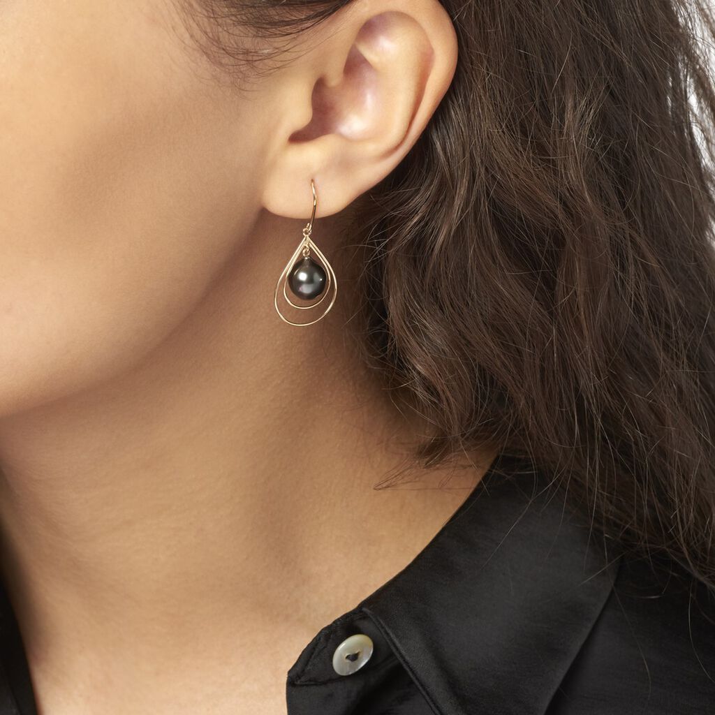 Boucles D'oreilles Pendantes Martyna Or Jaune Perle De Tahiti - Boucles d'oreilles pendantes Femme | Histoire d’Or