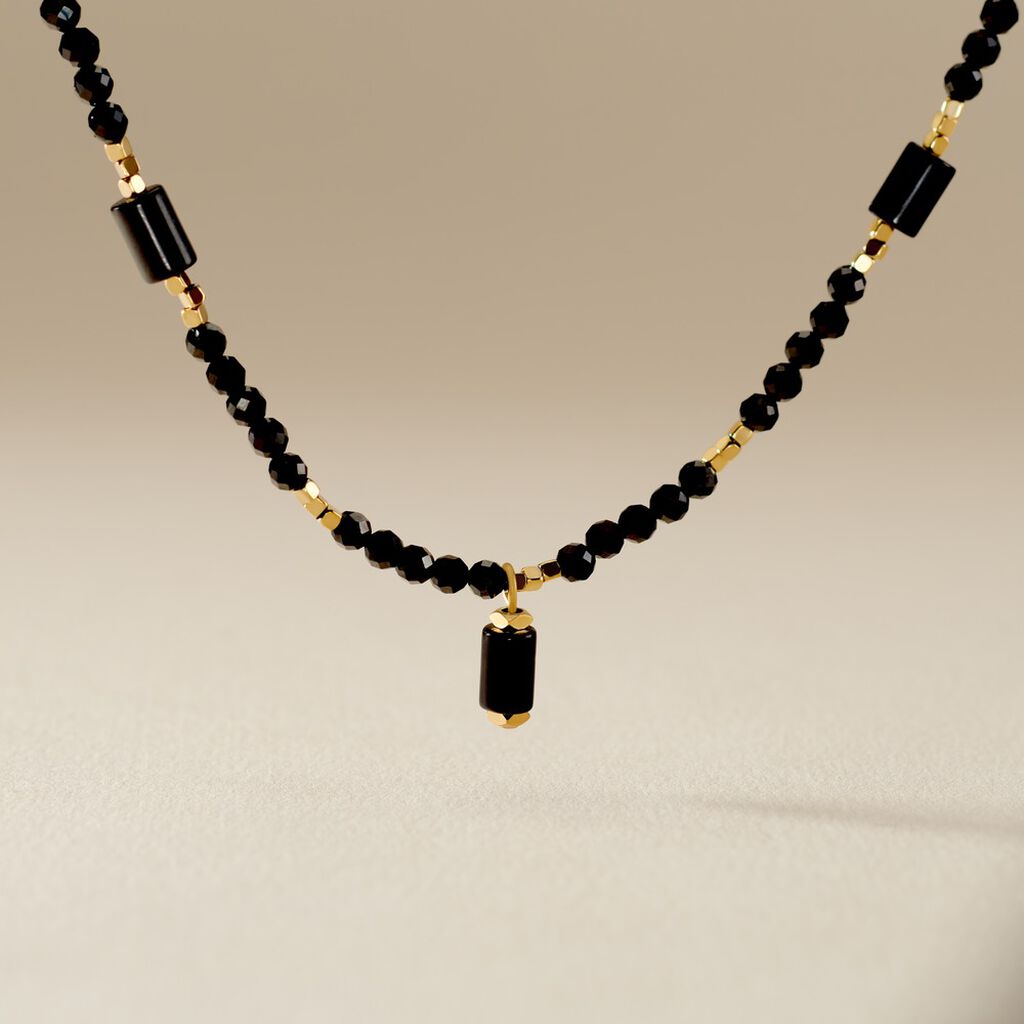 Collier Attila Acier Doré Onyx Spinelle - Colliers fantaisie Femme | Histoire d’Or