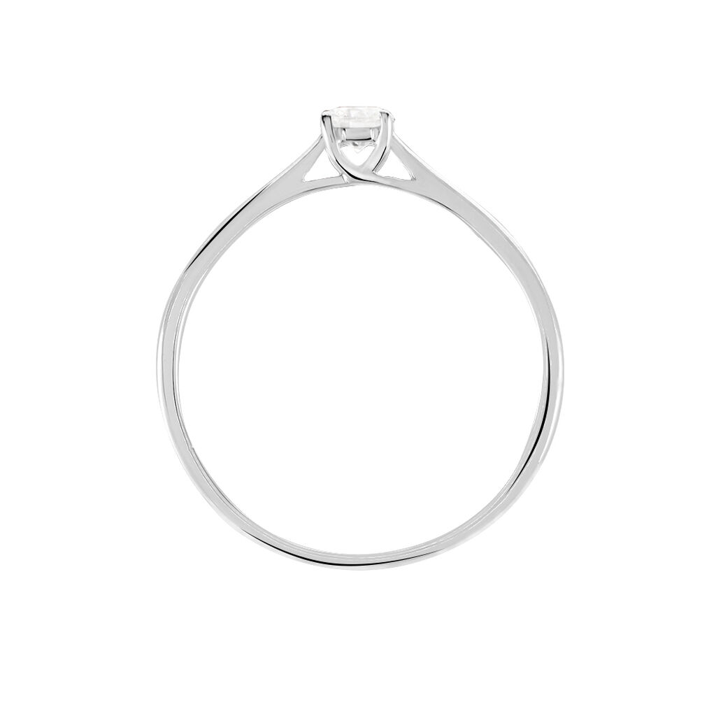 Bague Solitaire Or Blanc Fiona Diamant Synth&eacute;tique - Bagues solitaires Femme | Histoire d&rsquo;Or