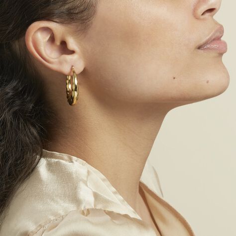 Créoles Acier Doré Ibbie - Boucles d'oreilles créoles Femme | Histoire d’Or