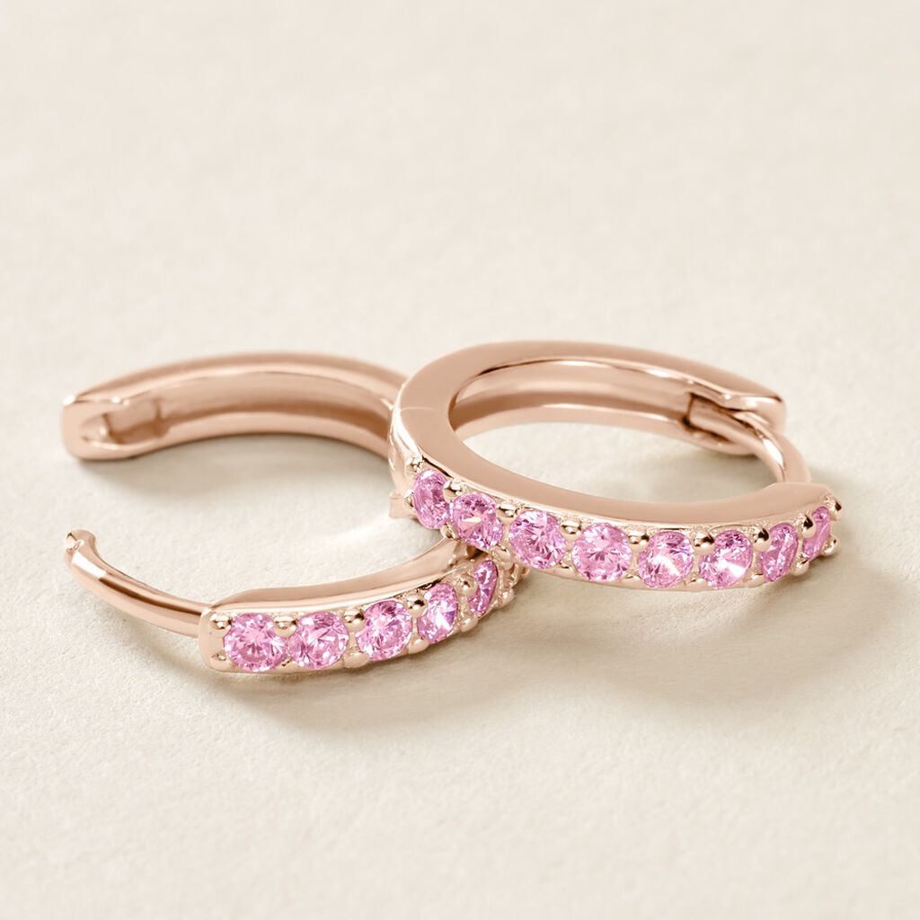 Cr&eacute;oles Rio Argent Rose Oxyde De Zirconium - Boucles d'oreilles empierr&eacute;es Femme | Histoire d&rsquo;Or