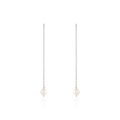 Boucles D'oreilles Pendantes Garance Argent Blanc Perle De Culture - Boucles d'oreilles fantaisie Femme | Histoire d&rsquo;Or