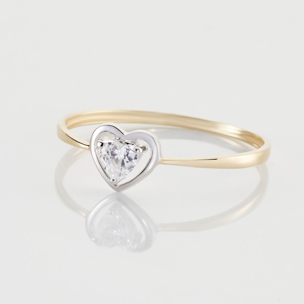 Bague Or Bicolore Goulvena Oxyde De Zirconium - Bagues solitaires Femme | Histoire d’Or