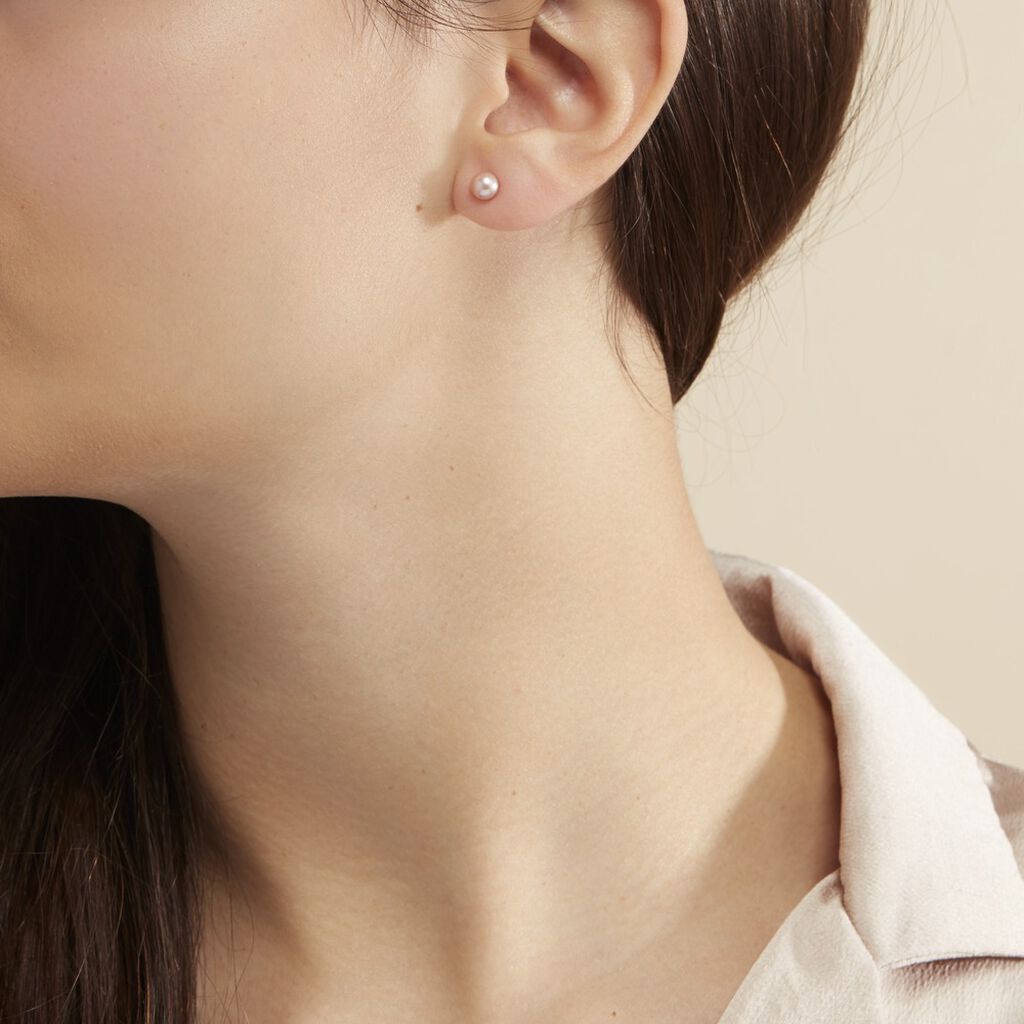 Boucles D'oreilles Puces Ursulina Or Jaune Perle De Culture - Clous d'oreilles Femme | Histoire d’Or