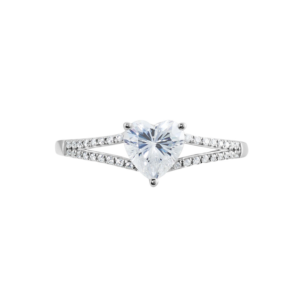Bague Or Blanc Zandra Oxyde De Zirconium - Bagues solitaires Femme | Histoire d’Or