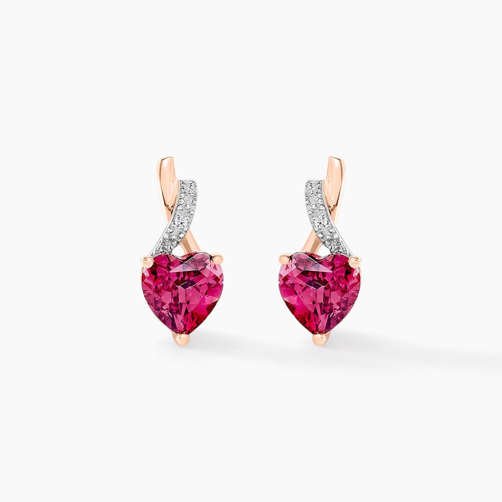 Boucles D'oreilles Puces Or Rose Clothilde Rhodolite - Clous d'oreilles Femme | Histoire d&rsquo;Or
