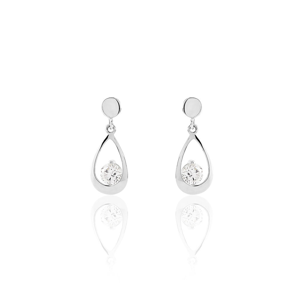 Boucles D'oreilles Pendantes Phaenna Or Blanc Oxyde De Zirconium - Boucles d'oreilles pendantes Femme | Histoire d’Or