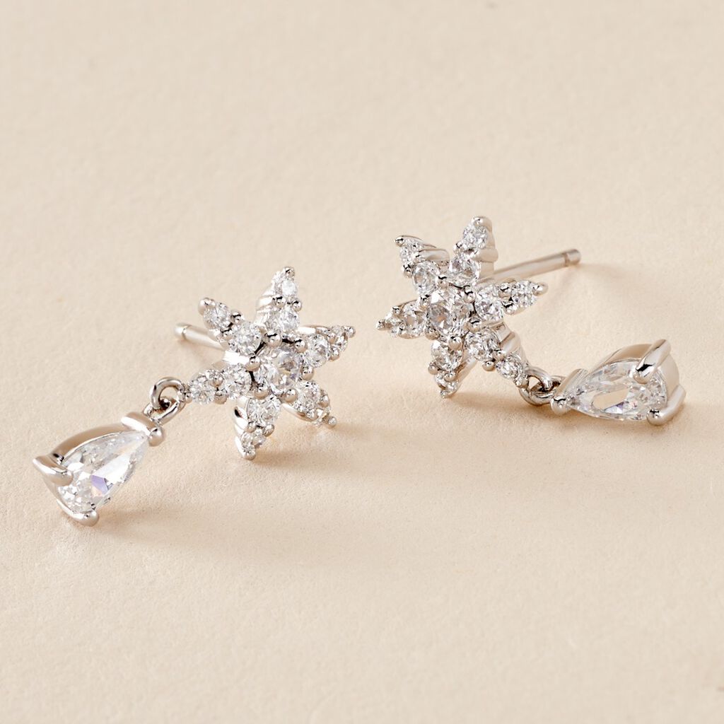 Boucles D'oreilles Pendantes Linas Argent Blanc Oxyde De Zirconium - Boucles d'oreilles fantaisie Femme | Histoire d&rsquo;Or