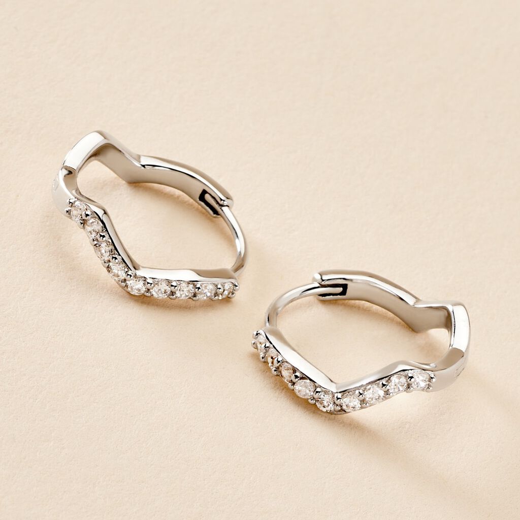 Créoles Kaylin Argent Blanc Oxyde De Zirconium - Boucles d'oreilles créoles Femme | Histoire d’Or