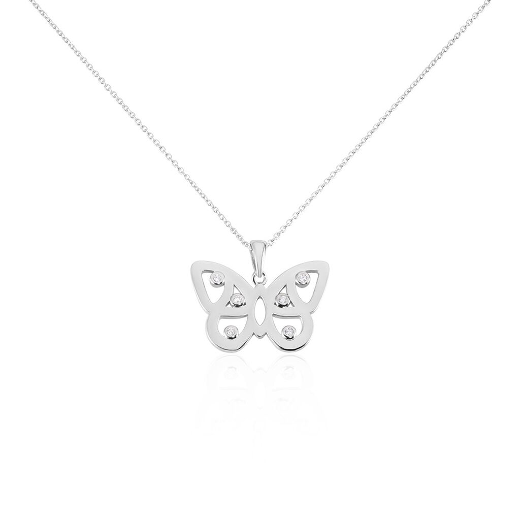Collier Mauro Argent Rhodie Oxydes De Zirconium - Colliers Papillon Femme | Histoire d’Or