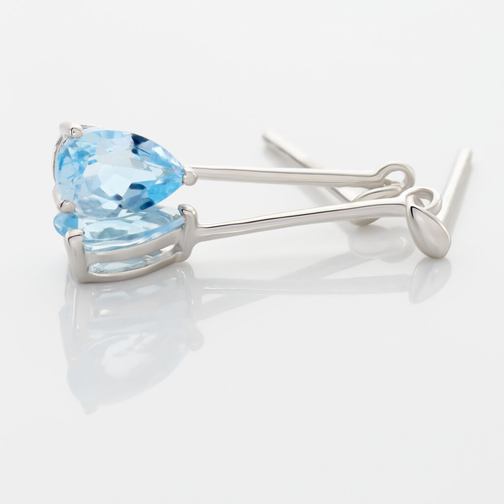 Boucles D'oreilles Pendantes Goutte Or Blanc Topaze - Boucles d'oreilles pendantes Femme | Histoire d’Or