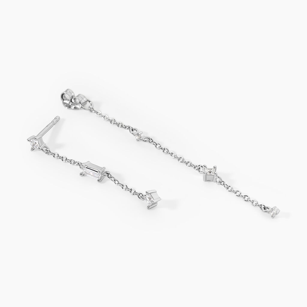 Boucles D'Oreilles Pendantes Rain Argent Blanc Oxyde De Zirconium - Boucles d'Oreilles Etoile Femme | Histoire d&rsquo;Or