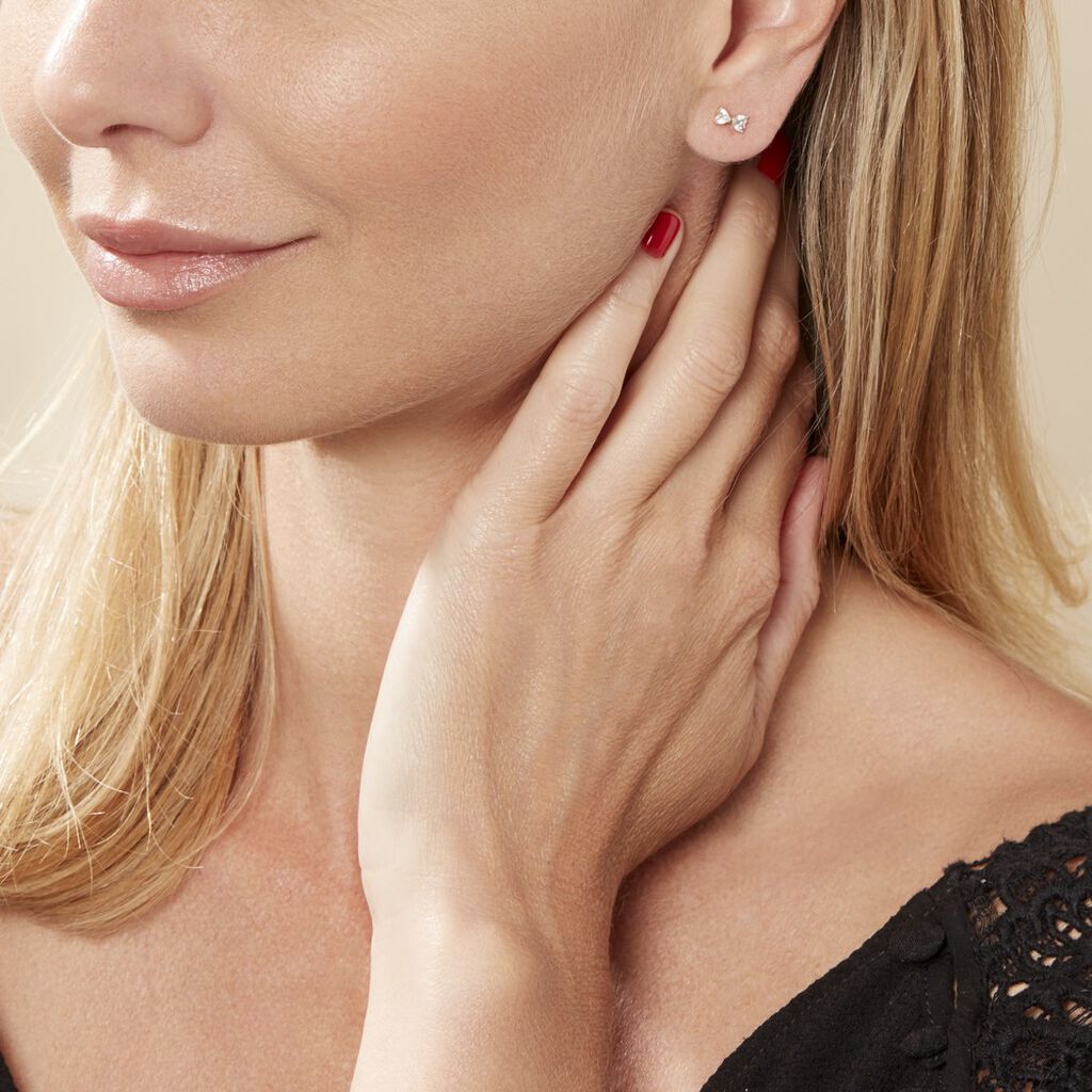 Boucles D'oreilles Puces Darina Noeud Or Jaune Oxyde De Zirconium - Clous d'oreilles Femme | Histoire d’Or