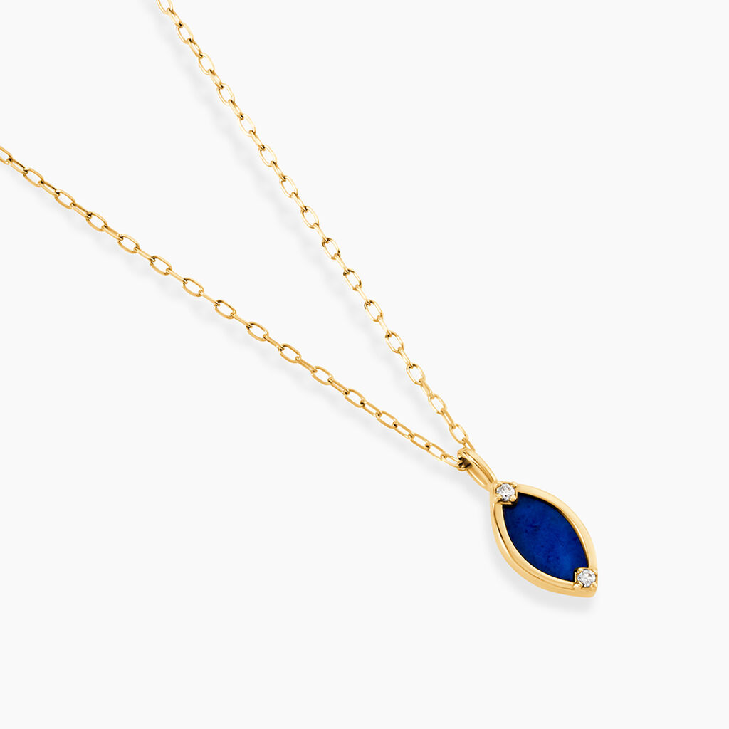 Collier Chelo Or Jaune Lapis Lazuli Oxyde De Zirconium - Colliers Femme | Histoire d&rsquo;Or