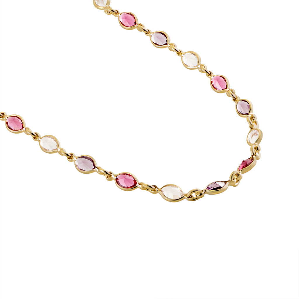 Collier Ilvaae Plaqué Or Pierre De Synthèse Rose - Colliers Femme | Histoire d’Or
