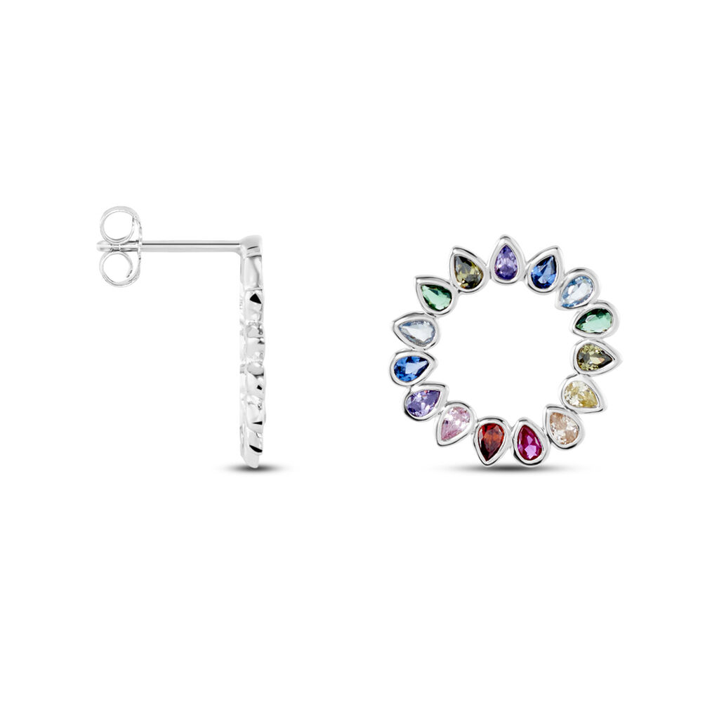 Boucles D'oreilles Puces Argent Blanc Ethem Oxydes Spinelles - Boucles d'oreilles fantaisie Femme | Histoire d’Or