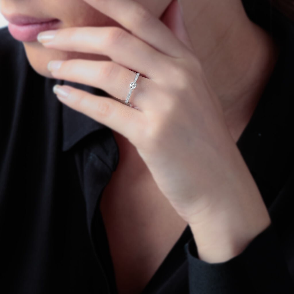 Bague Solitaire Hemera Or Blanc Diamant - Bagues solitaires Femme | Histoire d’Or