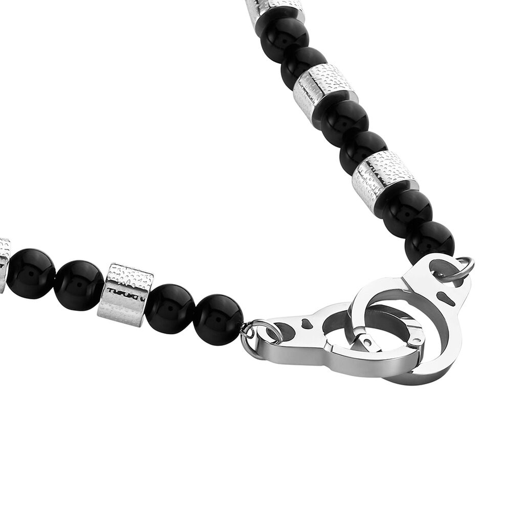 Collier Kuro Acier Blanc Agate - Colliers fantaisie Homme | Histoire d’Or