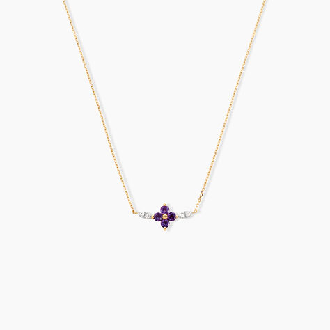 Collier Everett Or Jaune Am&eacute;thyste Oxyde De Zirconium - Colliers Femme | Histoire d&rsquo;Or