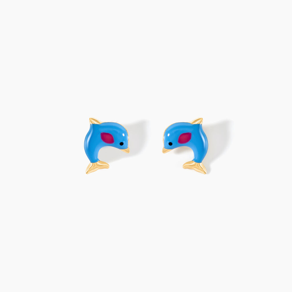 Boucles D'oreilles Puces Mael Dauphin Or Jaune - Clous d'oreilles Enfant | Histoire d’Or