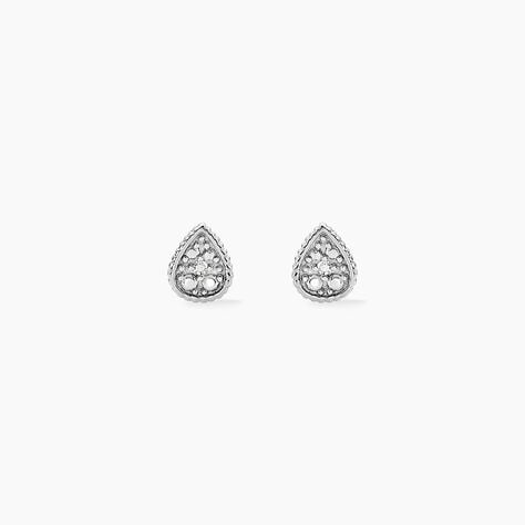 Boucles D'oreilles Puces Mon Premier Diamant Or Blanc - Clous d'oreilles Femme | Histoire d&rsquo;Or