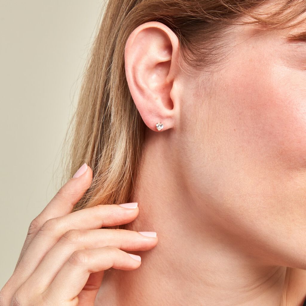 Boucles D'oreilles Puces Leidi Or Jaune Oxyde De Zirconium - Clous d'oreilles Famille | Histoire d’Or