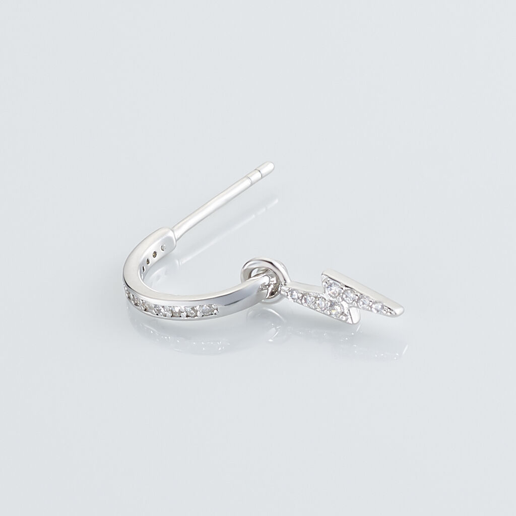 Cr&eacute;ole Unitaire Ancelin Rondes Argent Blanc Oxyde De Zirconium - Piercings d'oreilles Femme | Histoire d&rsquo;Or