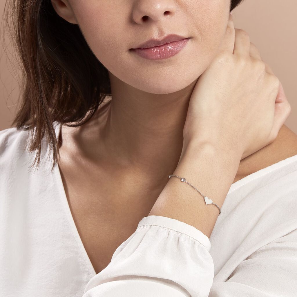 Bracelet Rana Argent Blanc Oxyde De Zirconium - Bracelets Coeur Femme | Histoire d’Or