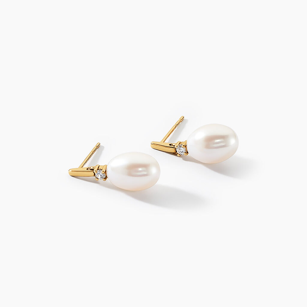 Boucles D'oreilles Pendantes Linzi Or Jaune Perle De Culture - Boucles d'oreilles pendantes Femme | Histoire d’Or