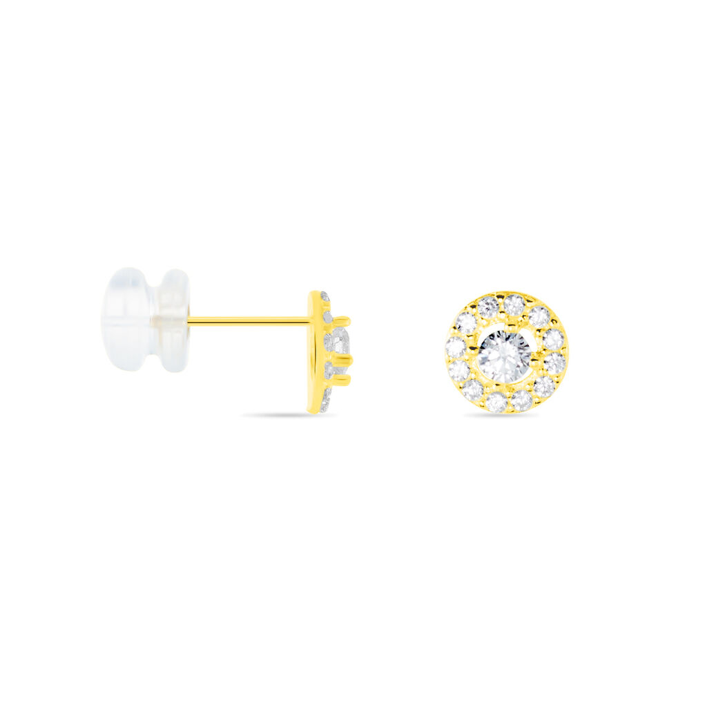 Boucles D'oreilles Puces Tahera Or Jaune Oxyde De Zirconium - Clous d'oreilles Femme | Histoire d’Or