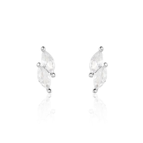 Boucles D'oreilles Puces Winter Sweetness Argent Blanc Oxyde - Boucles d'oreilles fantaisie Femme | Histoire d’Or