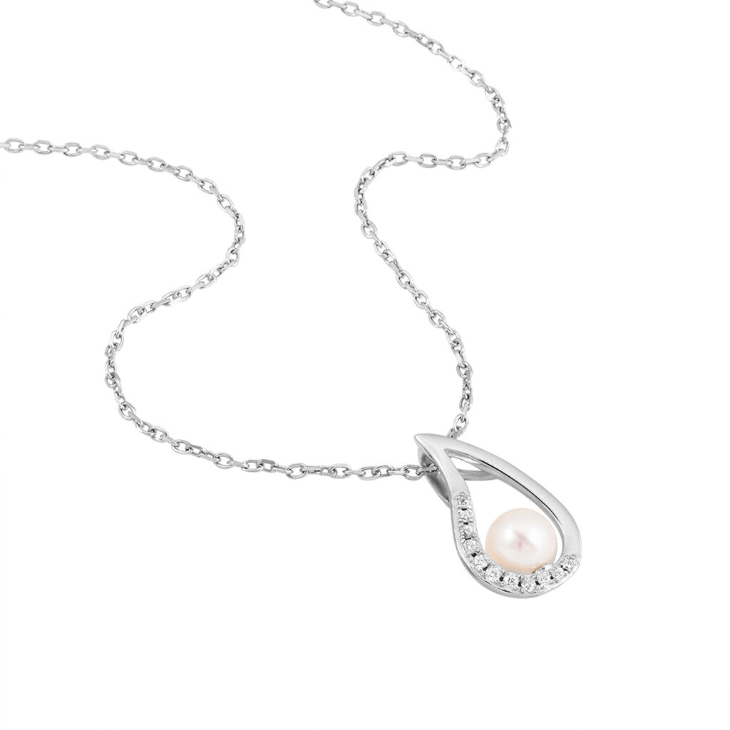 Collier Akiko Argent Blanc Perle De Culture Et Oxyde De Zirconium - Colliers fantaisie Femme | Histoire d’Or