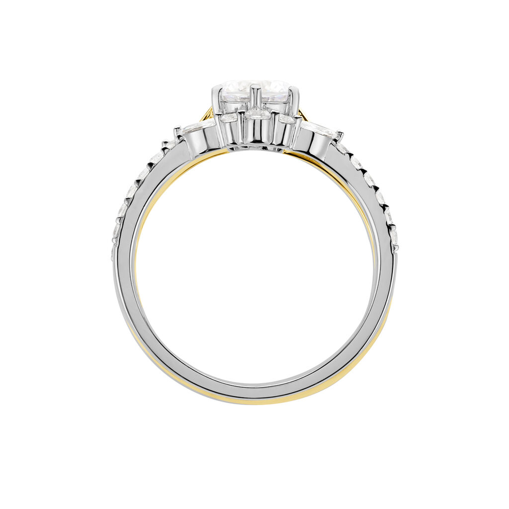 Bague Berlin Argent Bicolore Oxyde De Zirconium - Bagues solitaires Femme | Histoire d&rsquo;Or