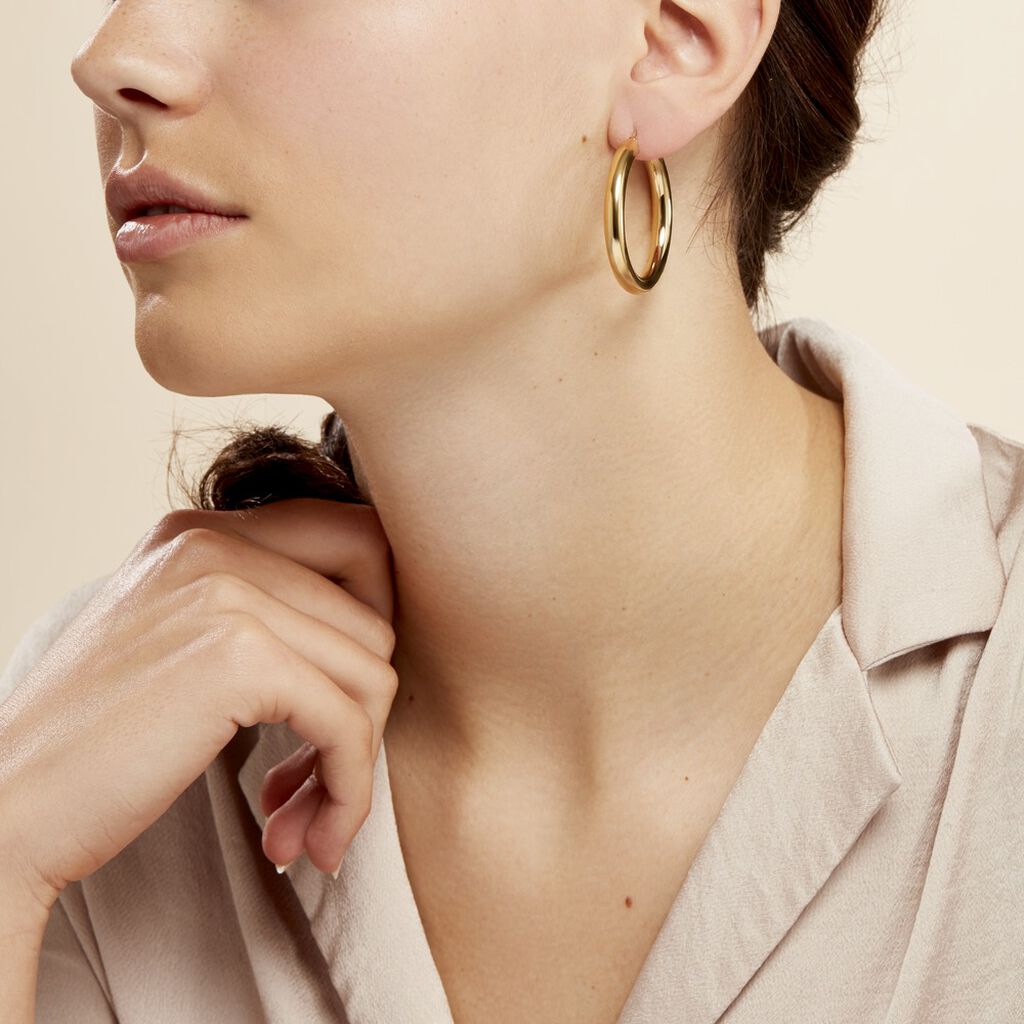 Créoles Amael Acier Jaune - Boucles d'oreilles créoles Femme | Histoire d’Or