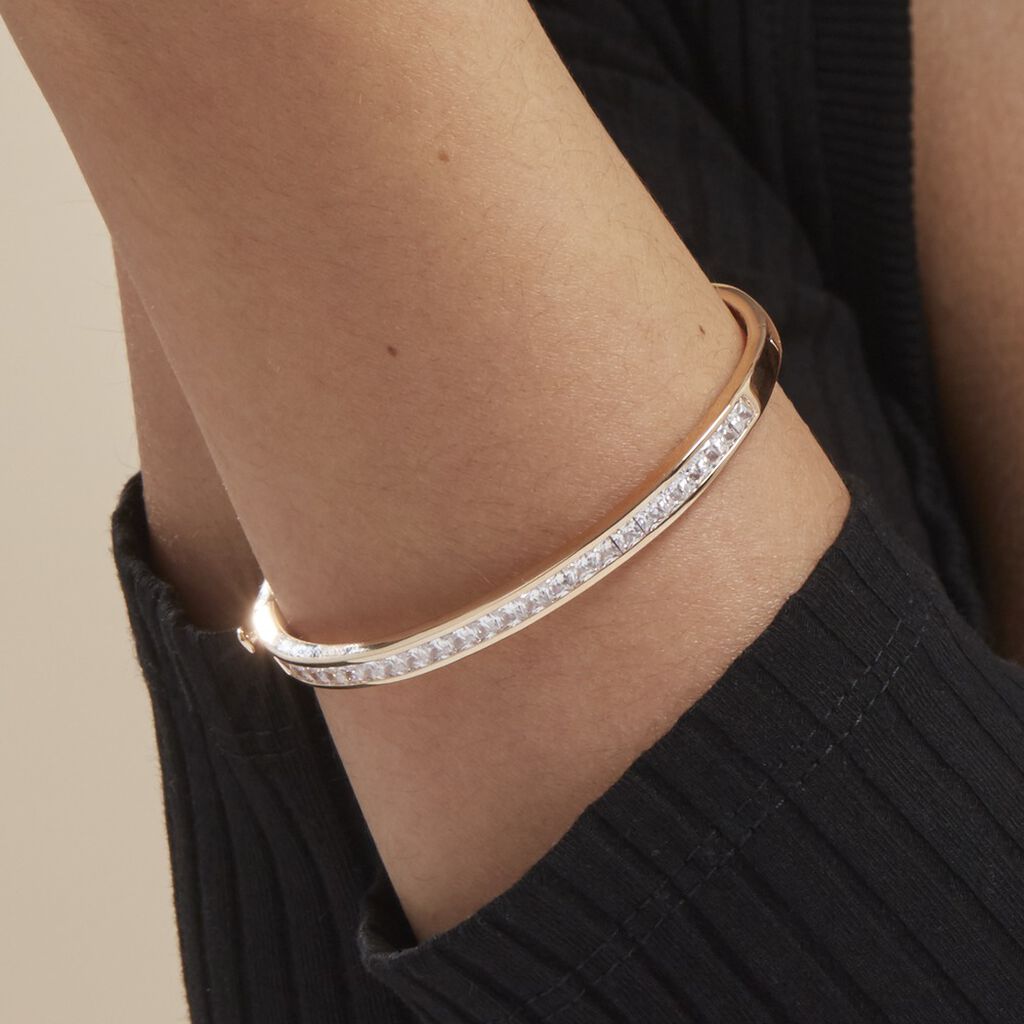 Bracelet Jonc Frieda Plaqué Or Jaune Oxyde De Zirconium - Bracelets joncs Femme | Histoire d’Or