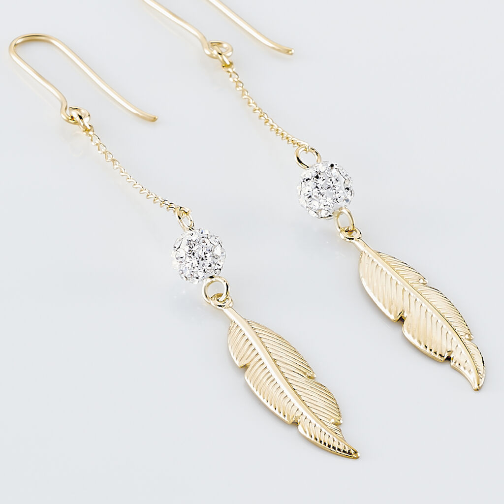 Boucles D'oreilles Pendantes Powoo Or Jaune Strass - Boucles d'oreilles pendantes Femme | Histoire d&rsquo;Or