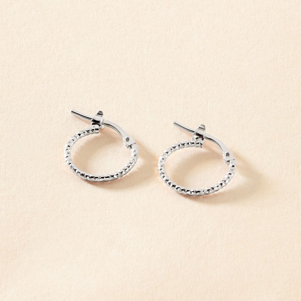 Créoles Valentine Argent Blanc - Boucles d'oreilles créoles Femme | Histoire d’Or